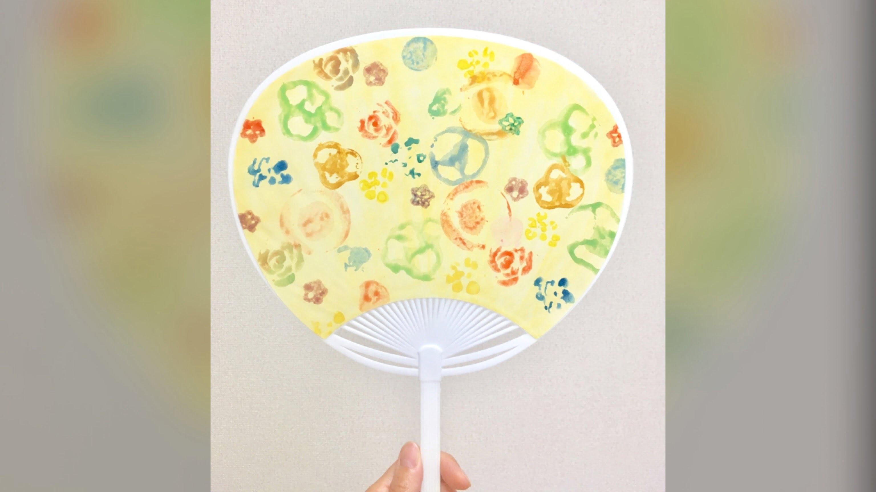 100円ショップダイソーの道具で野菜スタンプうちわを作ってみた